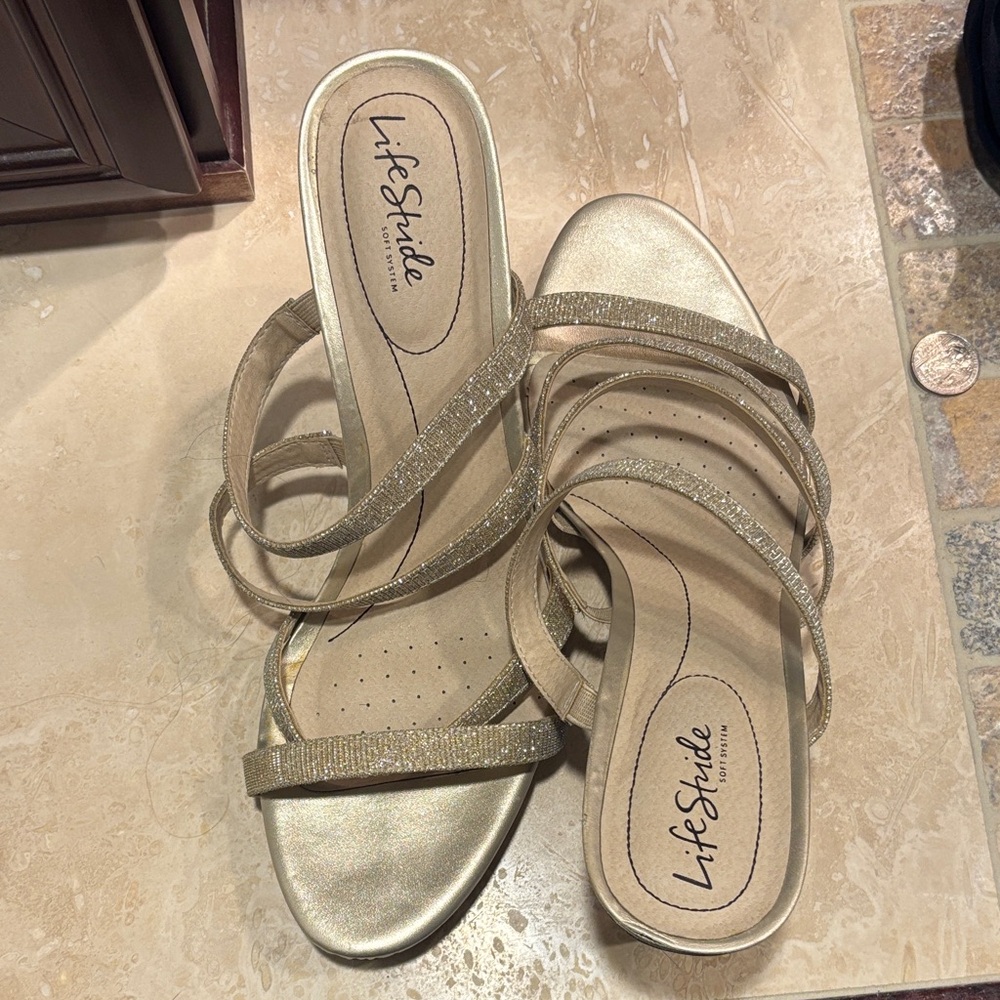 Life Stride Women's Shimmering Gold Sandals
